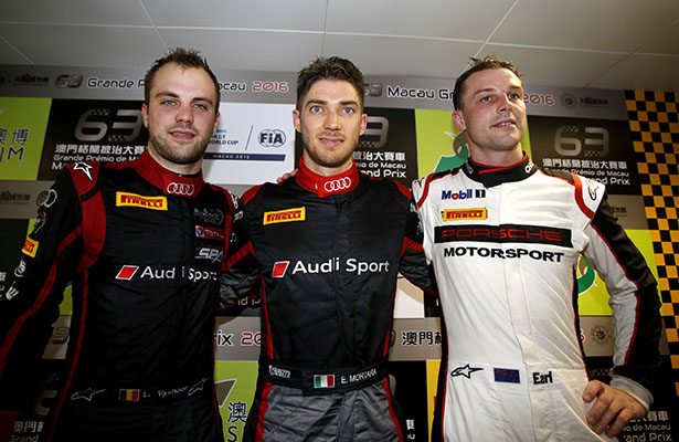 Macau GT World Cup: Bamber qualifies third as Audi lock out the front row