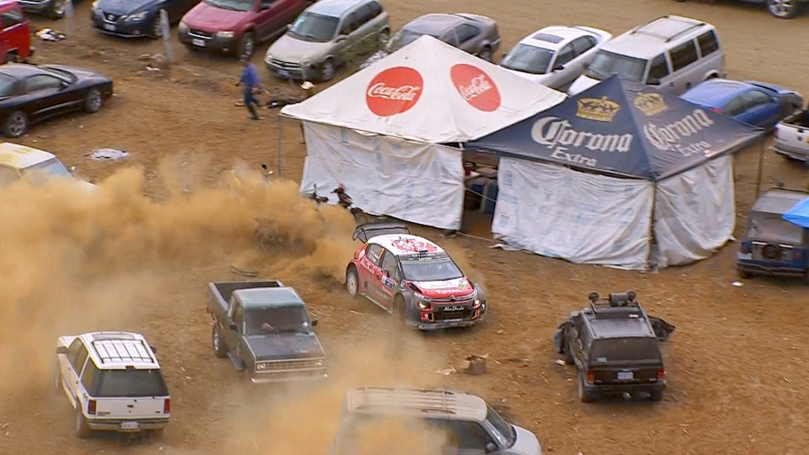 Kris Meeke wins Rally Mexico despite excursion through spectator car park